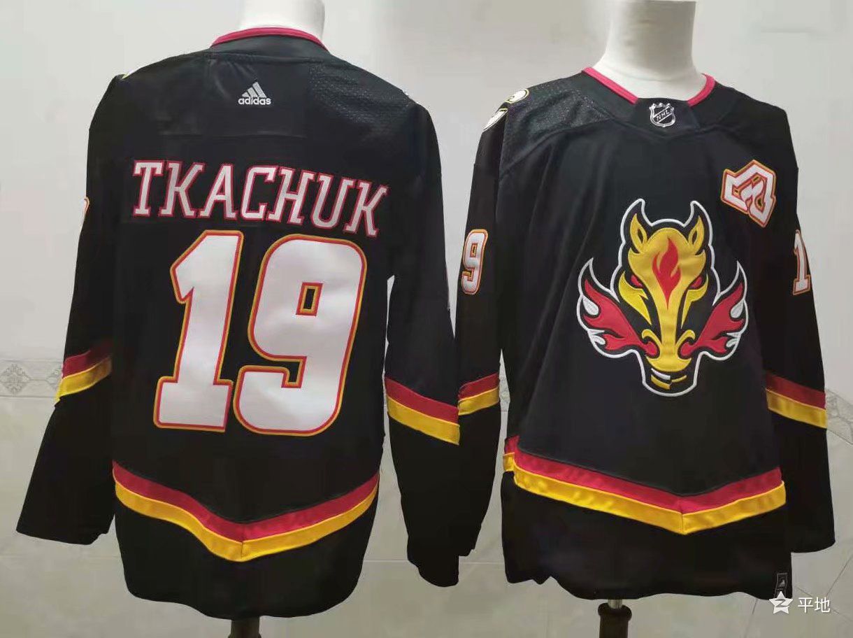 Men Calgary Flames #19 Tkachuk Black Authentic Stitched 2021 Adidias NHL Jersey->calgary flames->NHL Jersey